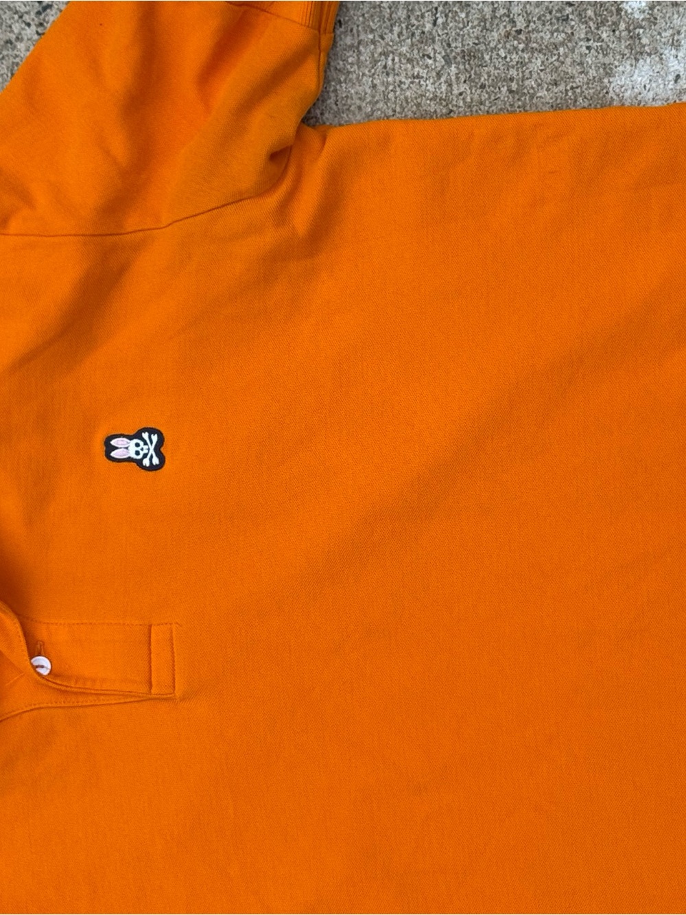 Psycho Bunny Orange V-Neck Polo Sweater with Embroidered Bunny - Picture 7 of 8